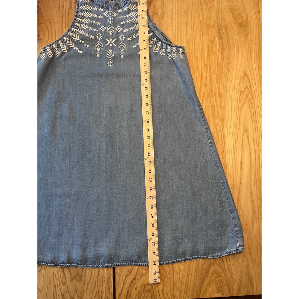 Speechless Embroidered Denim Halter Dress Womens Size Large Blue Boho Summer - Picture 7 of 9